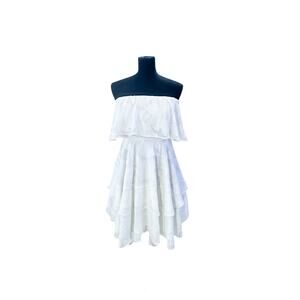 Lulus White Strapless Ruffle Layered Dress - Size XS